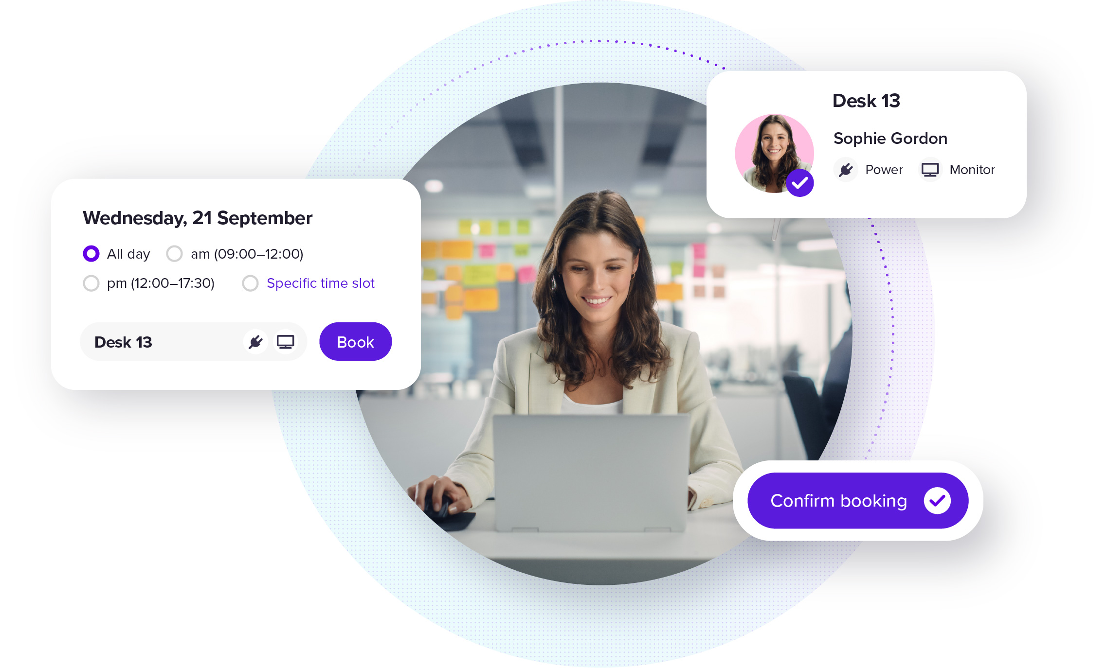 Juggl Desk Booking Software Woman Booking A Desk Banner